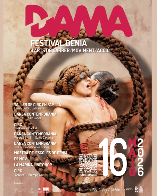 Cartel festival Dama con bailarinas entre trenzas