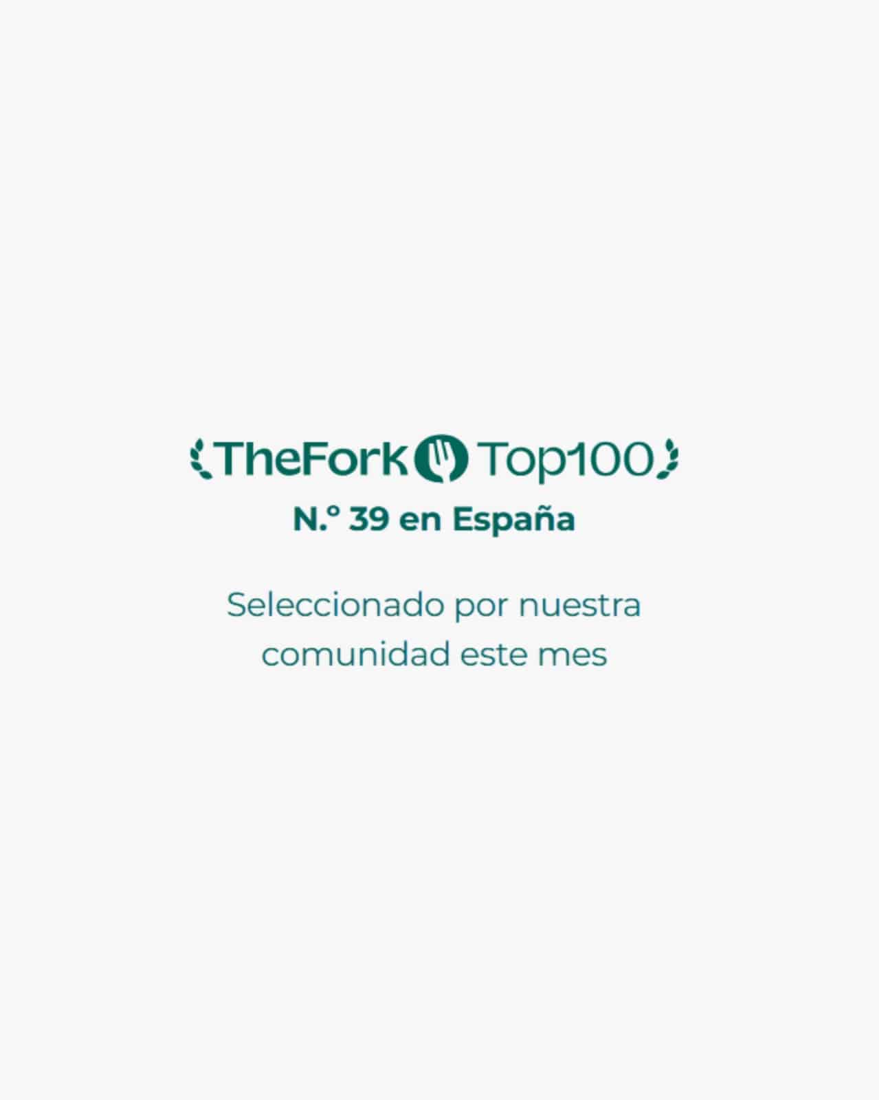 Distintivo TheFork Top100 Nº39 en España