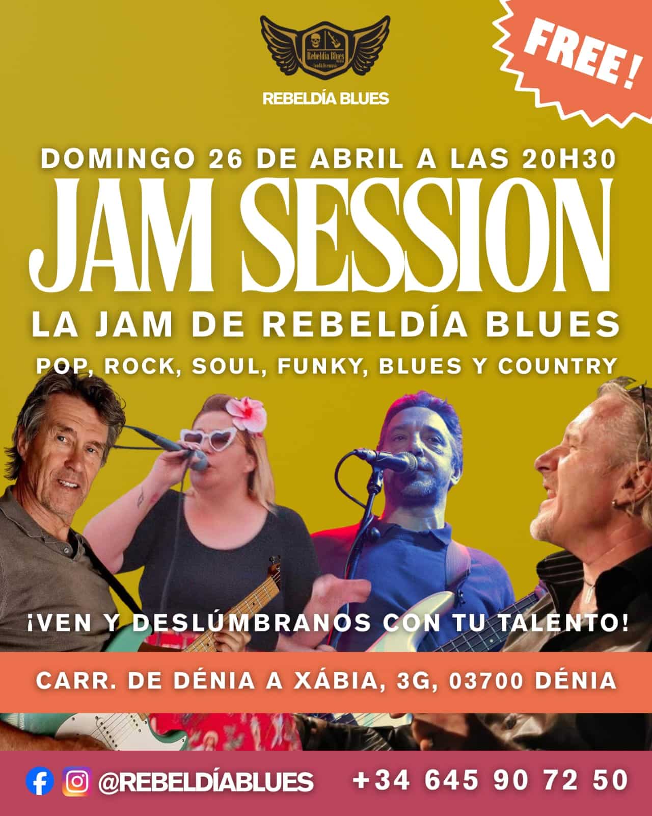 Cartel Jam Session en Rebeldía Blues Dénia