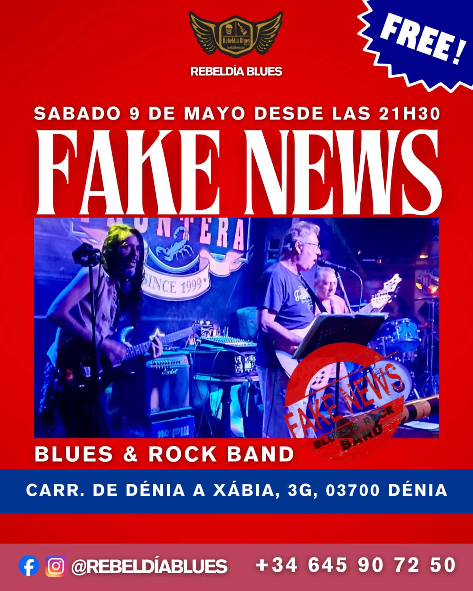 Cartel concierto Fake News en Rebeldía Blues