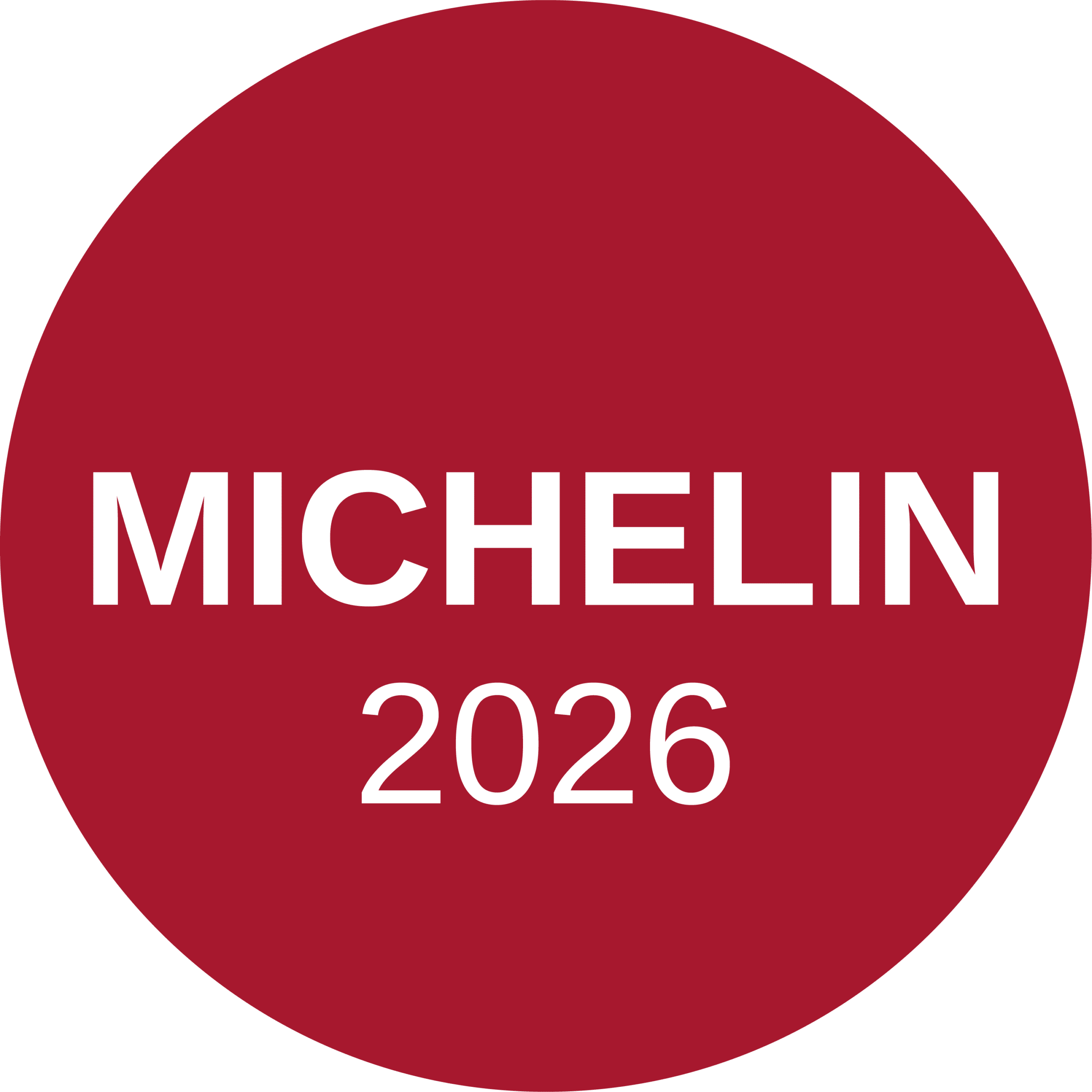 Círculo rojo con texto MICHELIN 2026