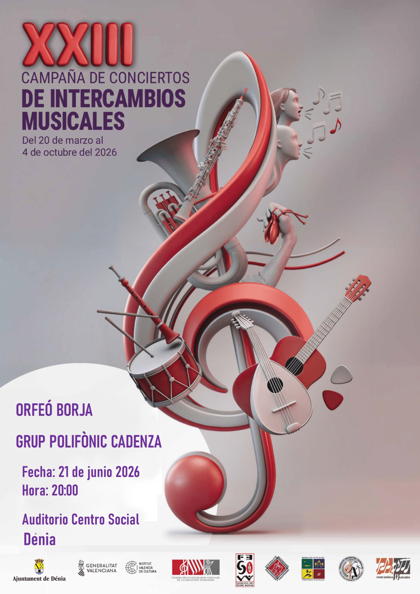 Cartel campaña conciertos intercambios musicales 2026