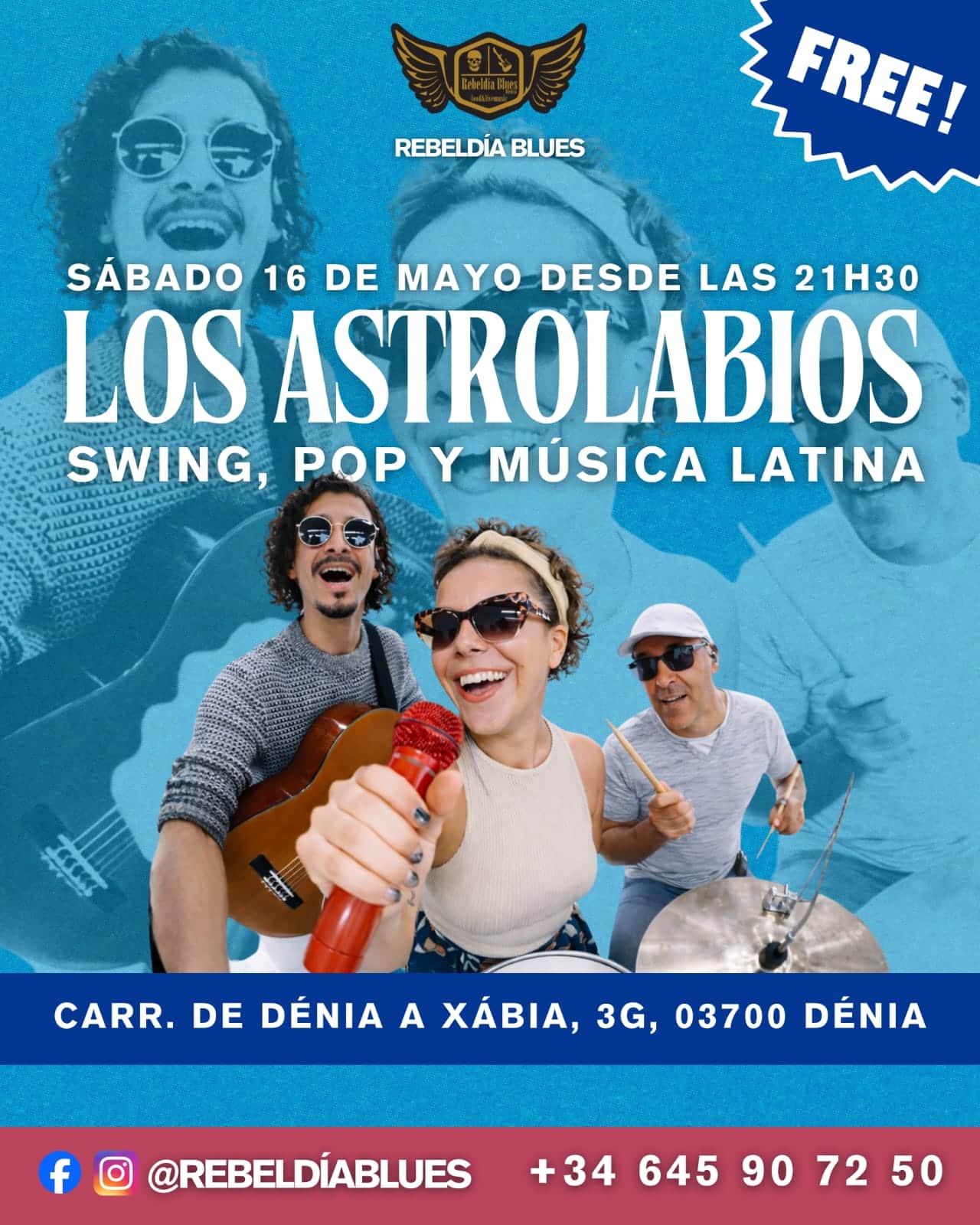 Cartel concierto Los Astrolabios en Rebeldía Blues
