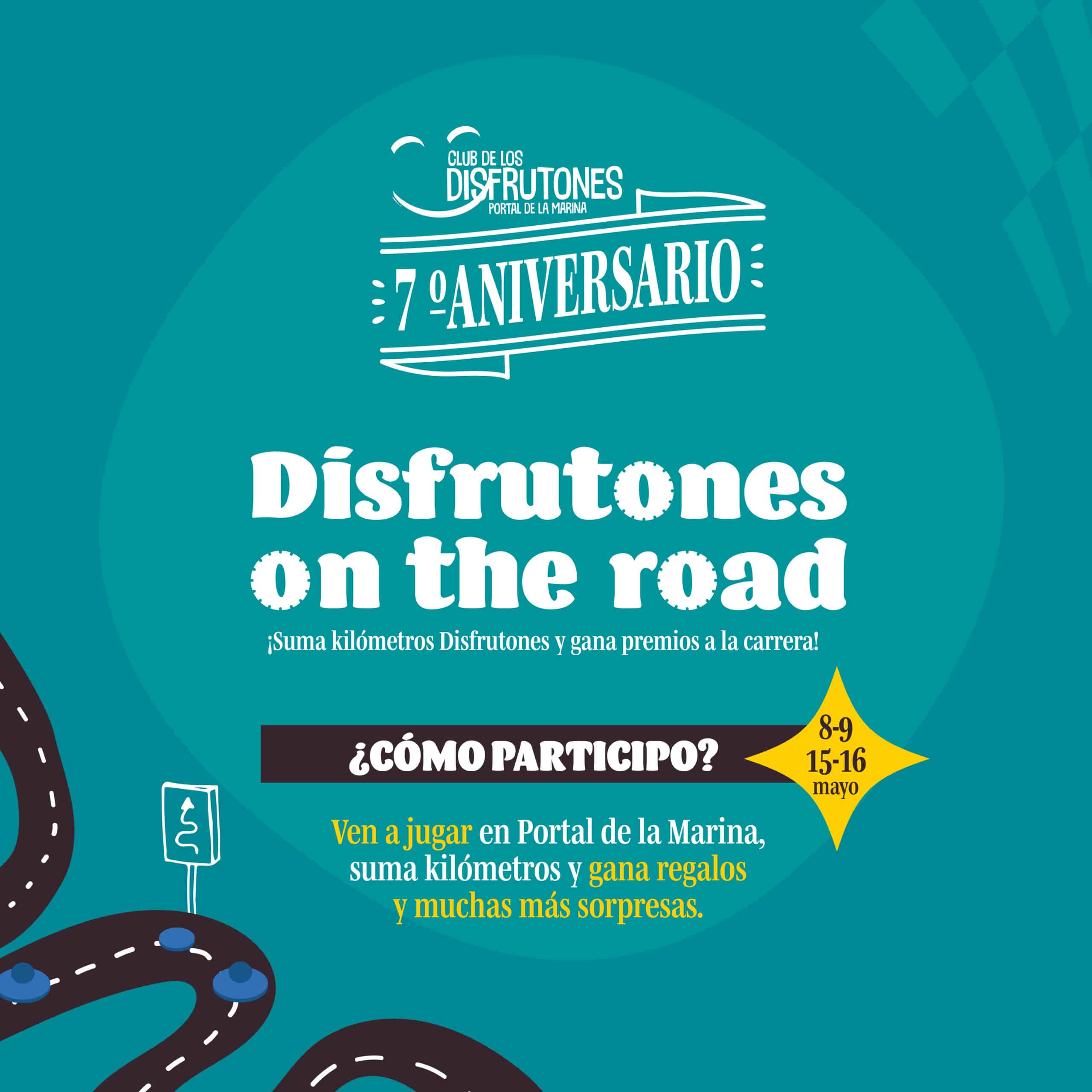 Cartel 7º aniversario Disfrutones on the road