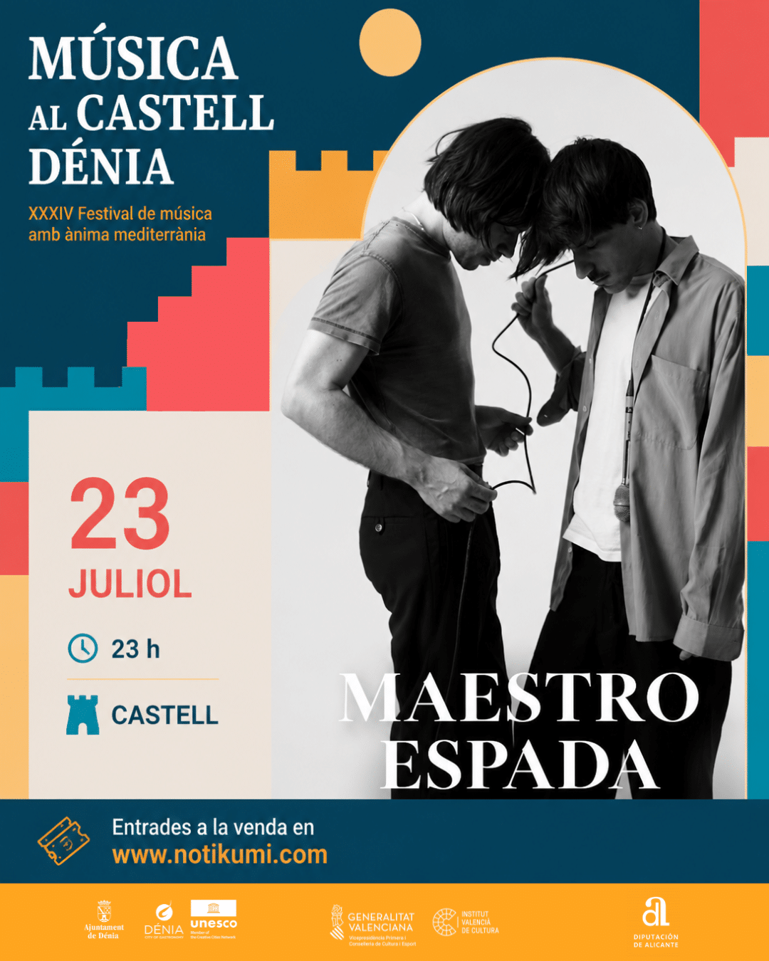 Cartel festival Música al Castell Dénia Maestro Espada