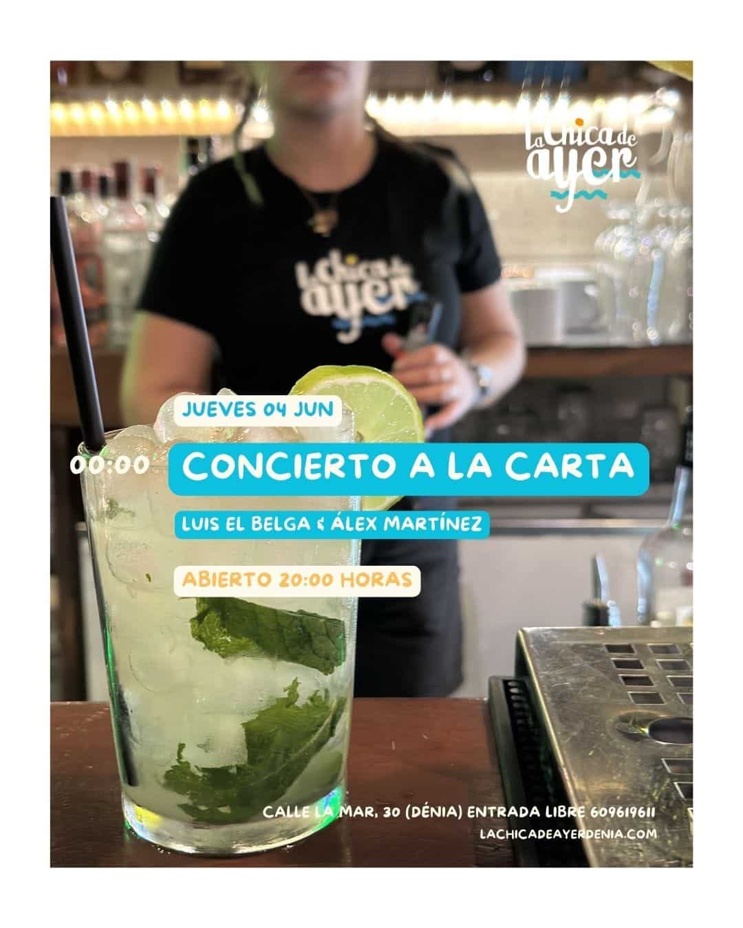 Mojito con lima y menta en barra