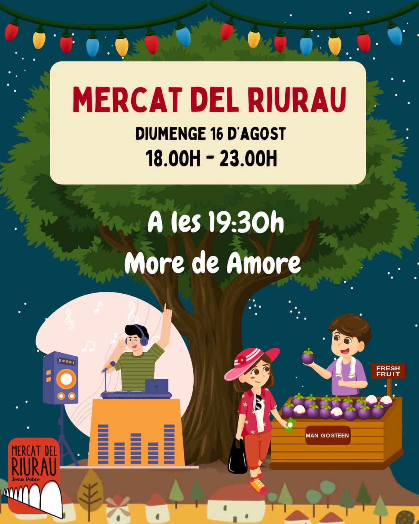 Cartel del Mercat del Riurau en Jesús Pobre, agosto