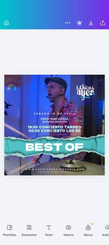 Cartel concierto Best Of en La Chica de Ayer Dénia