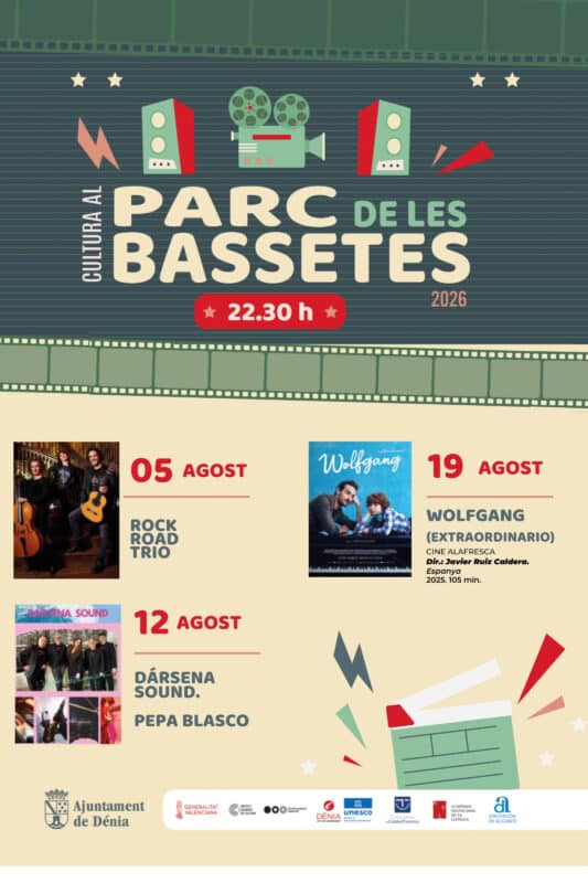 Cartel del programa Cultura al Parc de les Bassetes 2026 Dénia