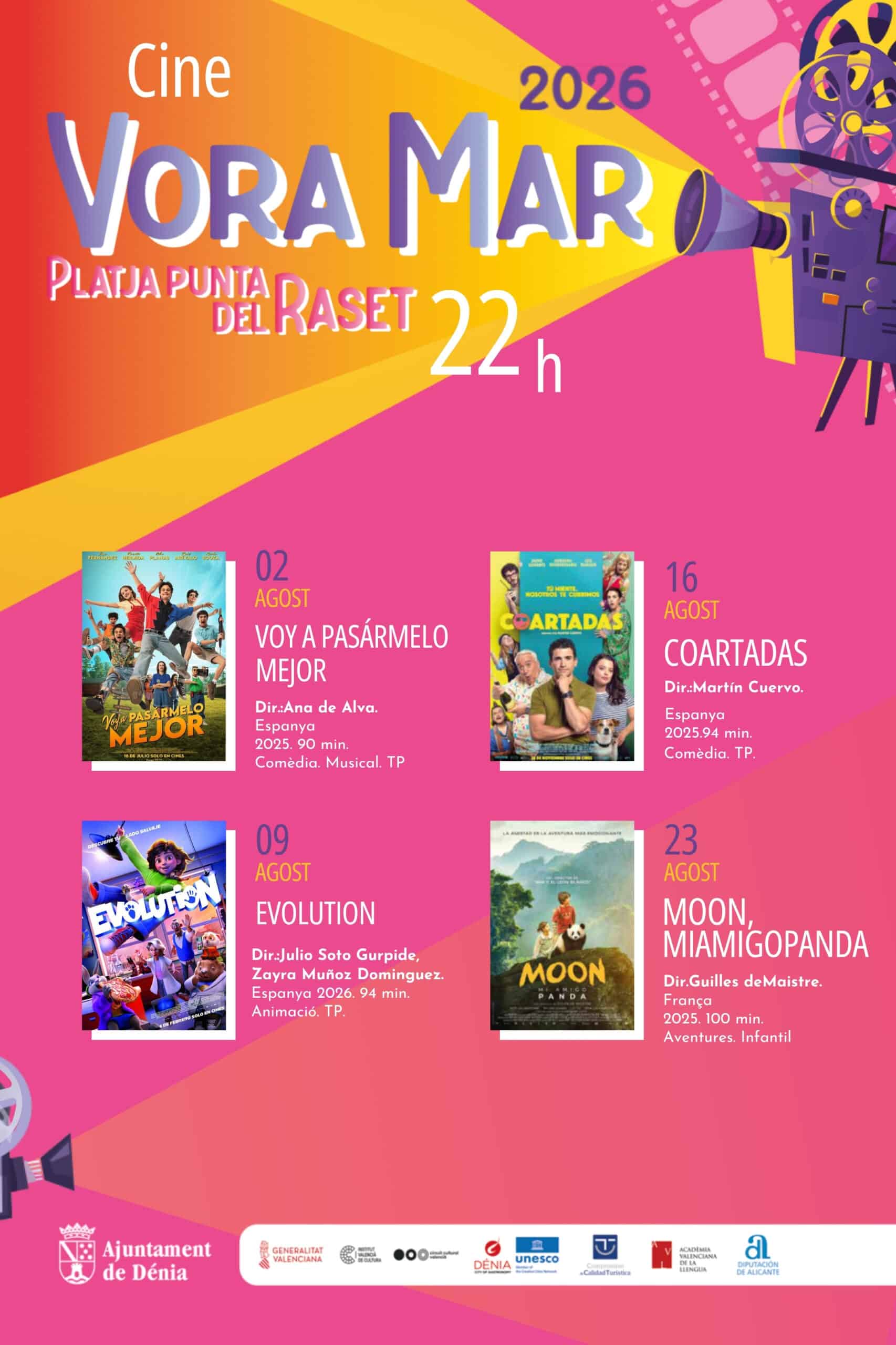 Cartel del Cine Vora Mar 2026 en Dénia con cuatro películas