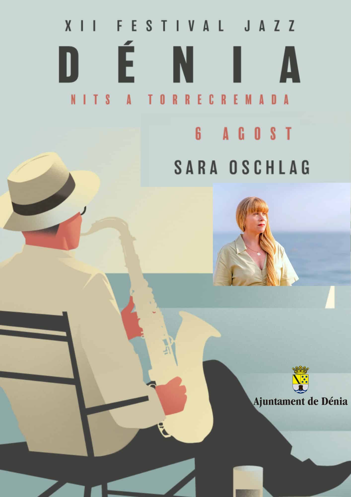 Cartel XII Festival Jazz Dénia con Sara Oschlag el 6 agosto