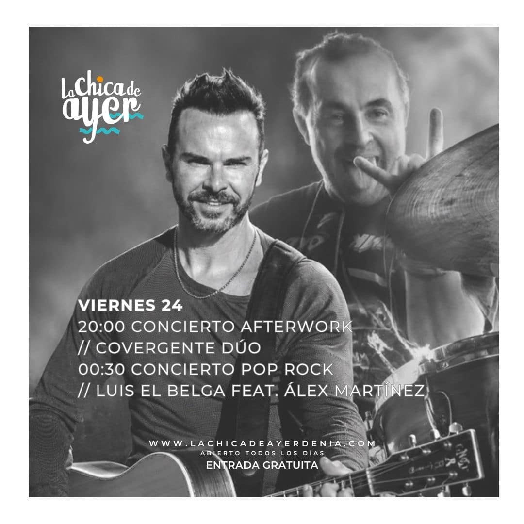 Cartel concierto La Chica de Ayer con Luis El Belga y Álex Martínez