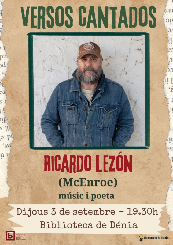 Cartel del evento Versos Cantados con Ricardo Lezón en Dénia