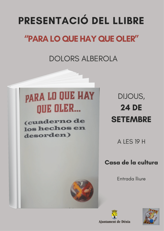 Cartel presentación del poemario Para lo que hay que oler, de Dolors Alberola, en Dénia