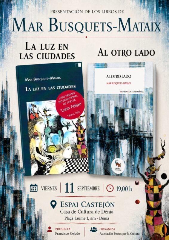 Cartel presentación libros Mar Busquets-Mataix en Dénia