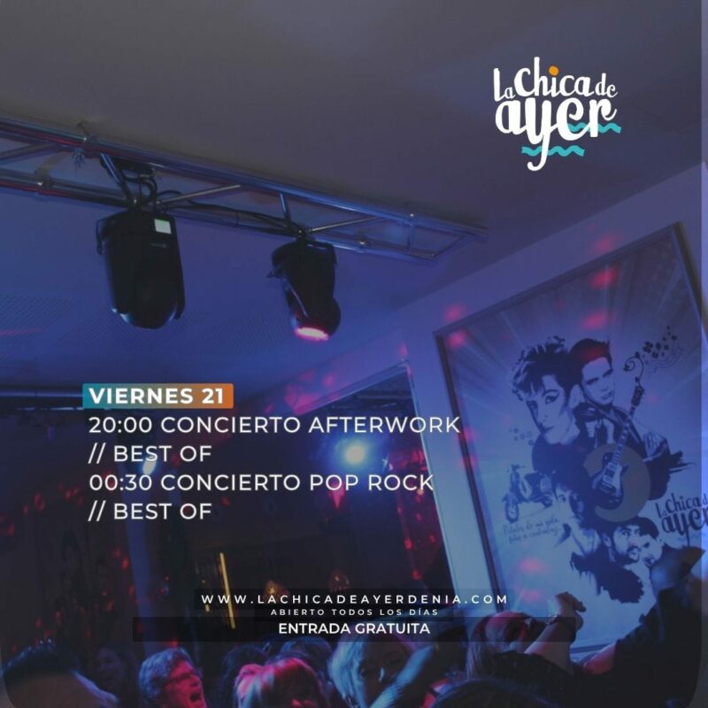 Cartel concierto afterwork y pop rock La Chica de Ayer