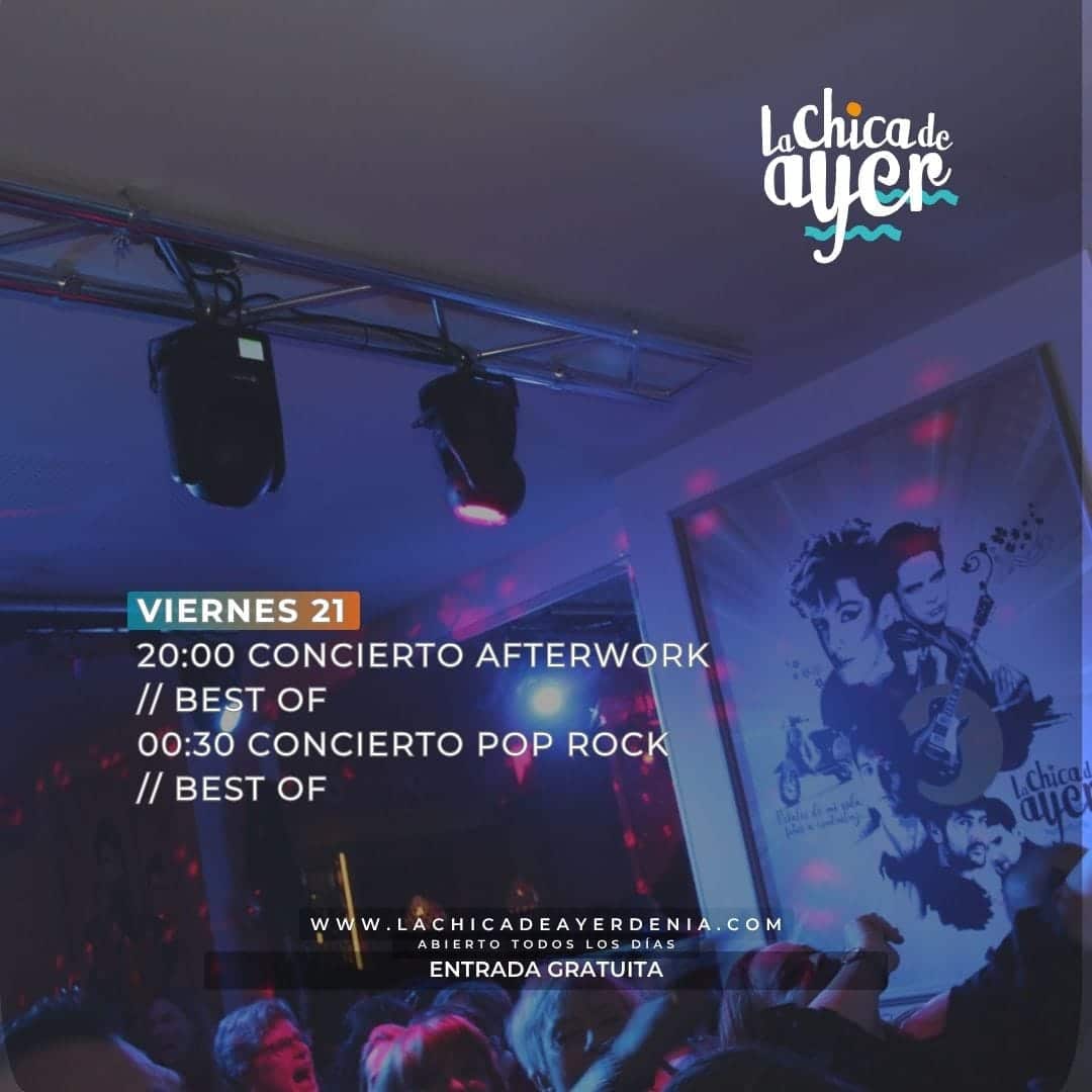 Cartel concierto afterwork y pop rock La Chica de Ayer