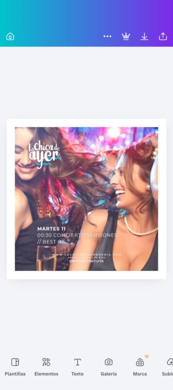 Cartel evento La Chica de Ayer concierto martes entrada gratuita