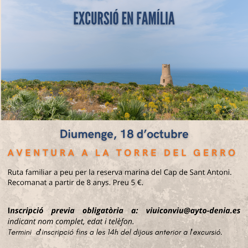 Cartel excursión familiar Torre del Gerro Dénia octubre