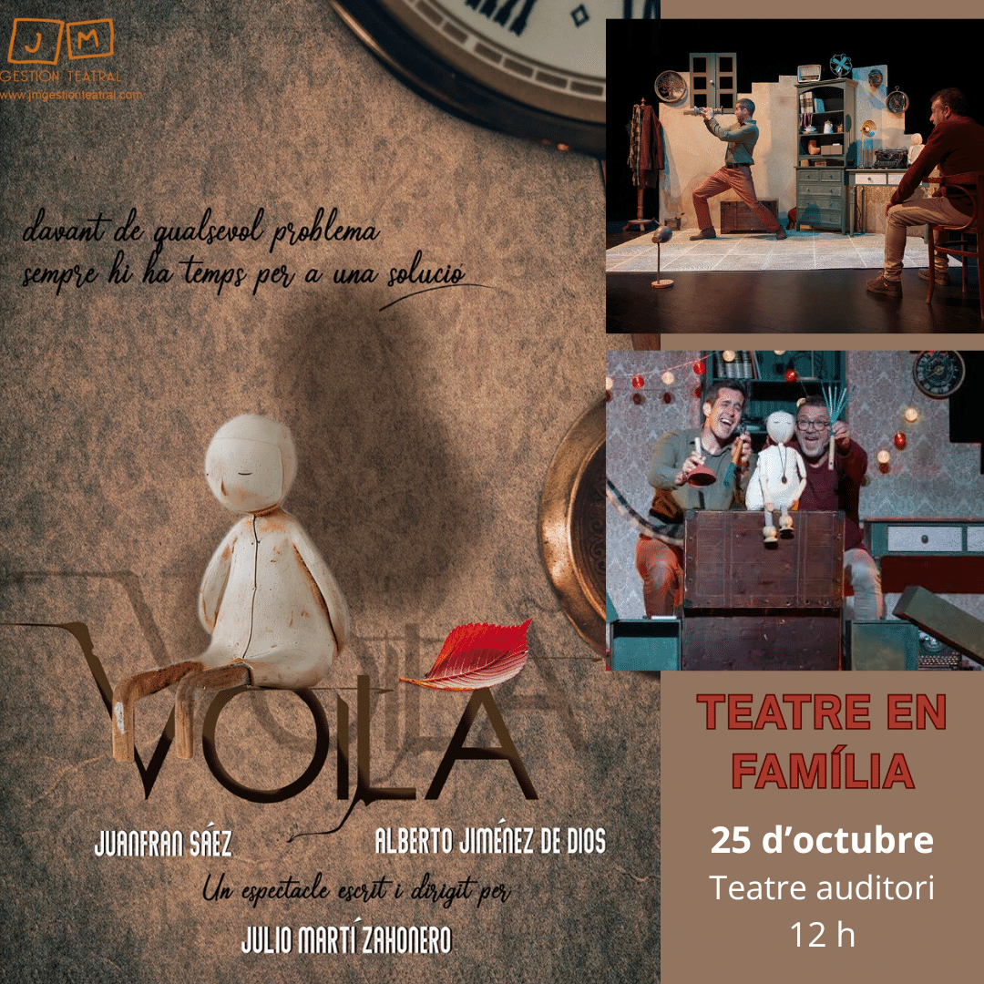 Cartel del espectáculo de teatro familiar Voilà con marionetas