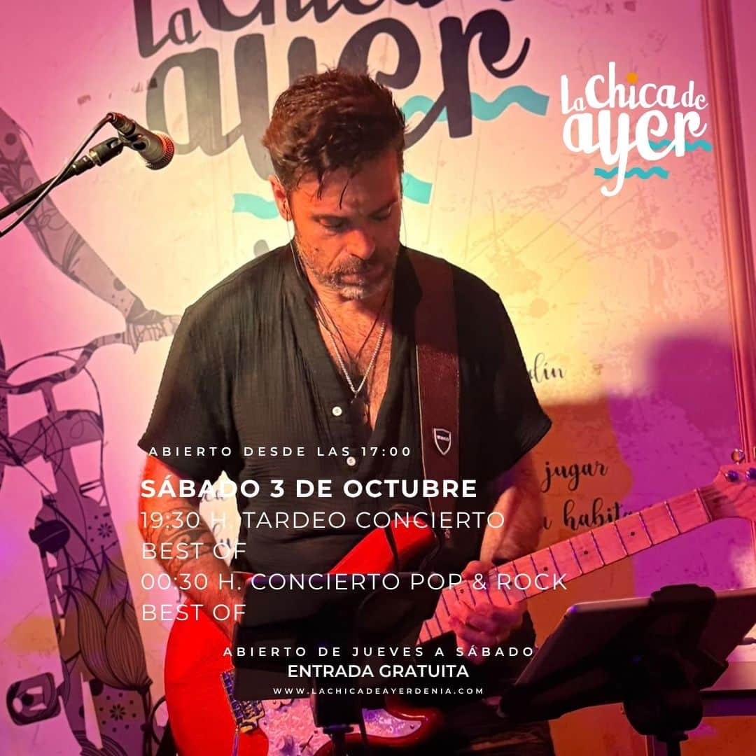 Guitarrista en concierto pop y rock en La Chica de Ayer