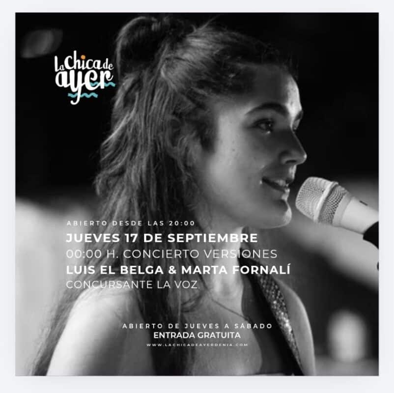 Cartel concierto Marta Fornalí en La Chica de Ayer
