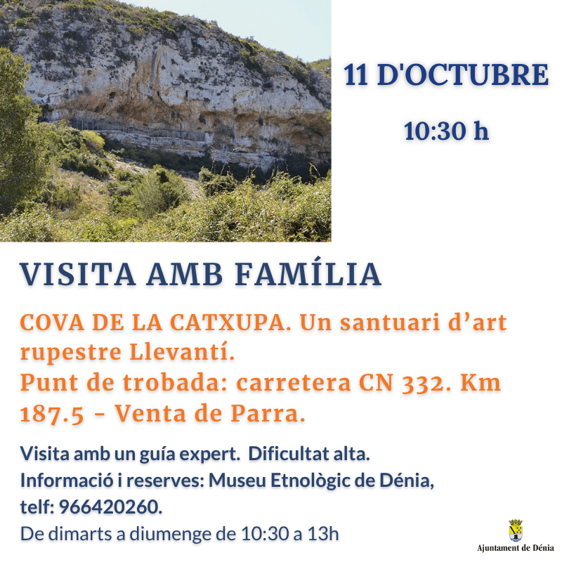 Cartel visita familiar Cova de la Catxupa en Dénia