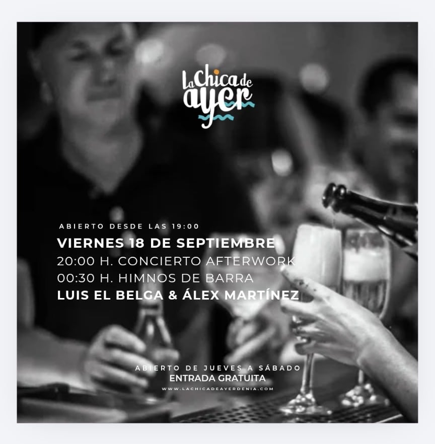 Cartel concierto afterwork La Chica de Ayer viernes 18 septiembre