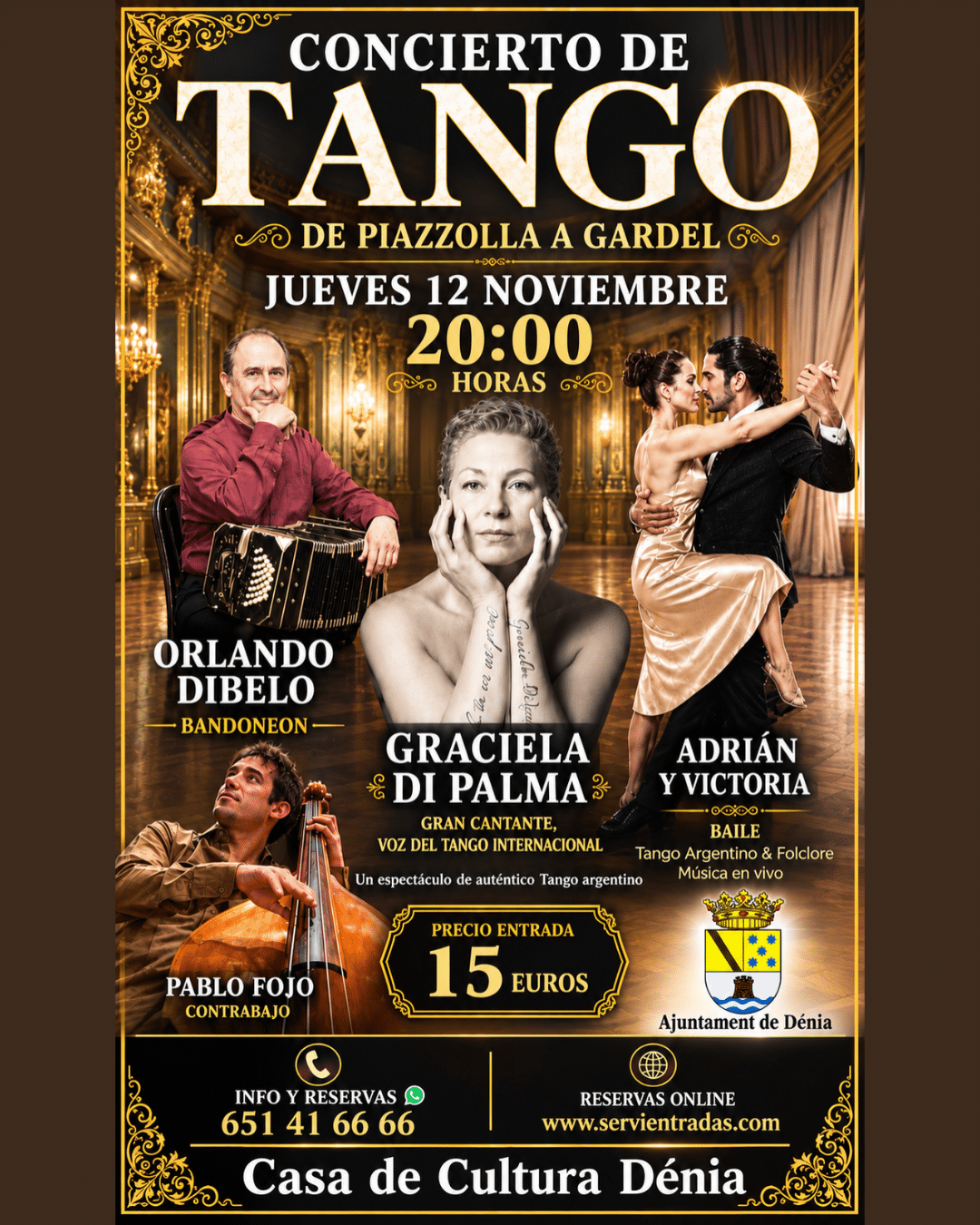 Cartel concierto de tango en Casa de Cultura Dénia