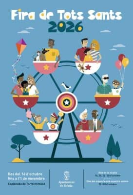 Cartel de la Feria de Tots Sants 2026 en Dénia, del 16 de octubre al 1 de noviembre en Torrecremada