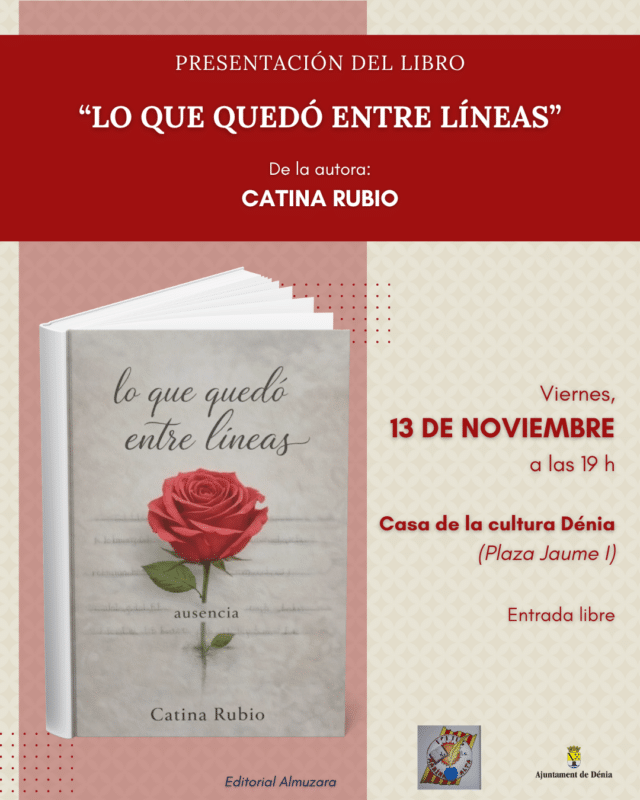 Cartel presentación libro 'Lo que quedó entre líneas' de Catina Rubio