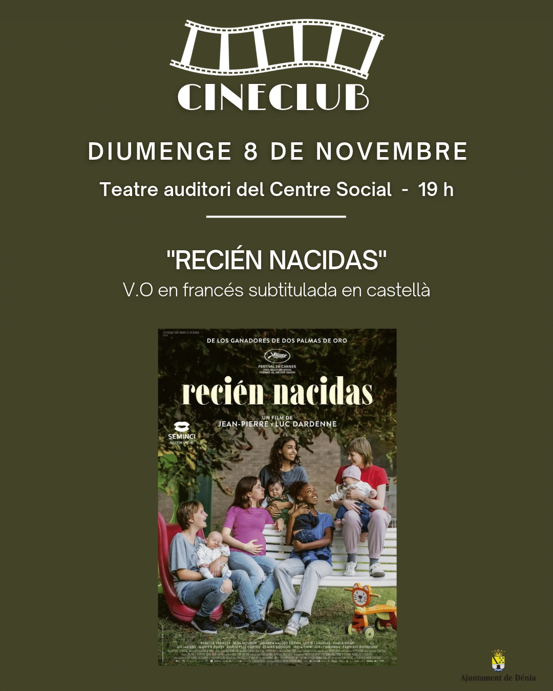 Cartel Cineclub Dénia: película Recién Nacidas, noviembre
